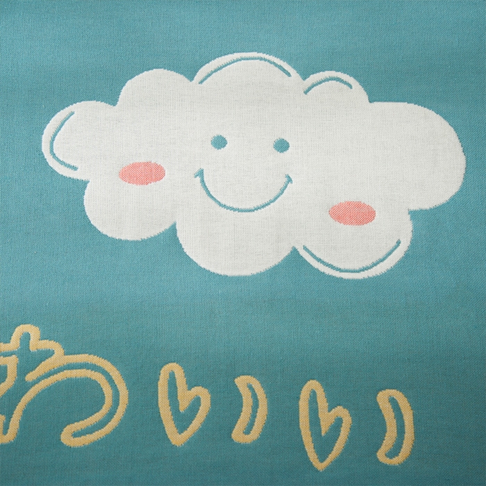 91家纺网 家纺一手货源 找家纺 朴尔家纺-毛巾被 2024新款卡通风格全棉四层纱布枕巾 云朵-绿