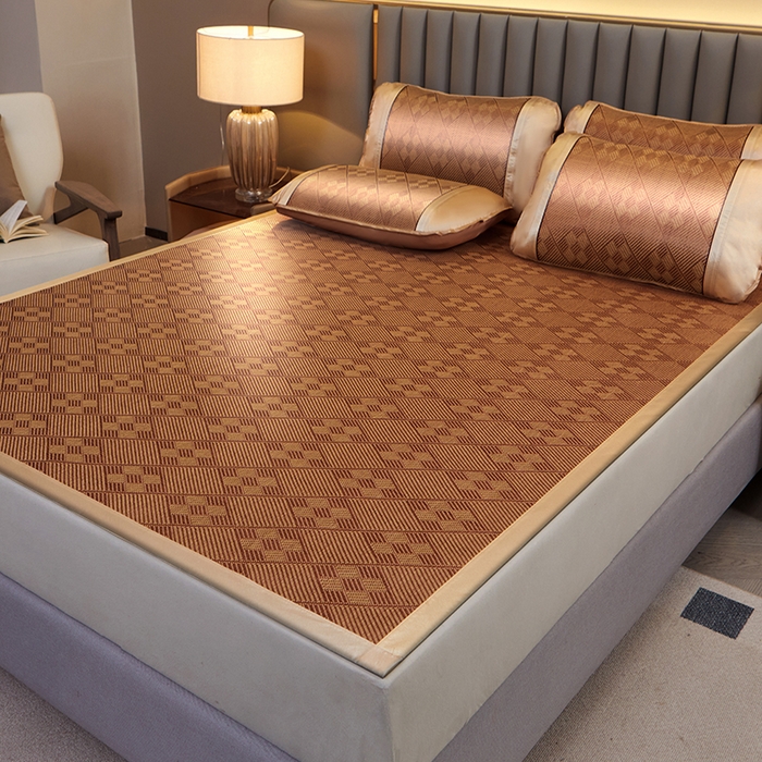 91家纺网 家纺一手货源 找家纺 青雅席业 2025新款直角藤席九宫格