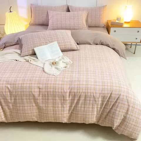 91家纺网 家纺一手货源 找家纺 凡客家居 全棉色织水洗棉四件套学生宿舍三件套 轻萝—米