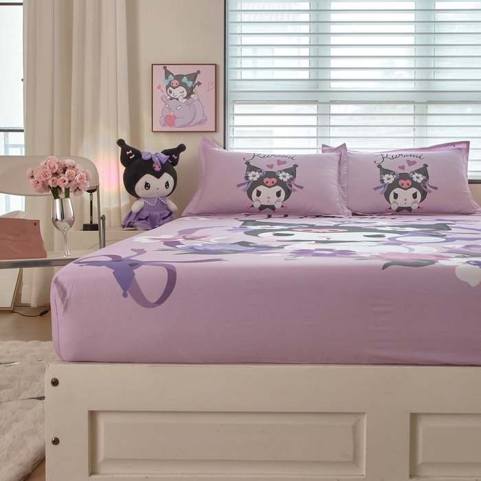 91家纺网 家纺一手货源 找家纺 蘭菲家纺 2024新款全棉大版三丽鸥卡通单床笠 花仙子