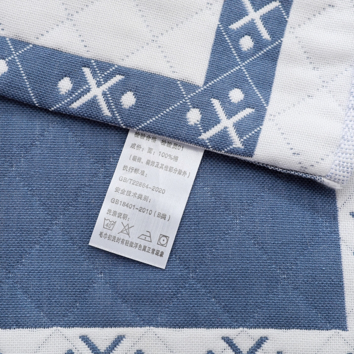 91家纺网 家纺一手货源 找家纺 朴尔家纺 2024新款柔棉卡漫风系列三层纱布枕巾 52*78cm一对 吉象蓝