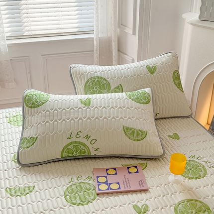 91家纺网 家纺一手货源 找家纺 福来临家纺 2025印花含胶枕套 青柠檬