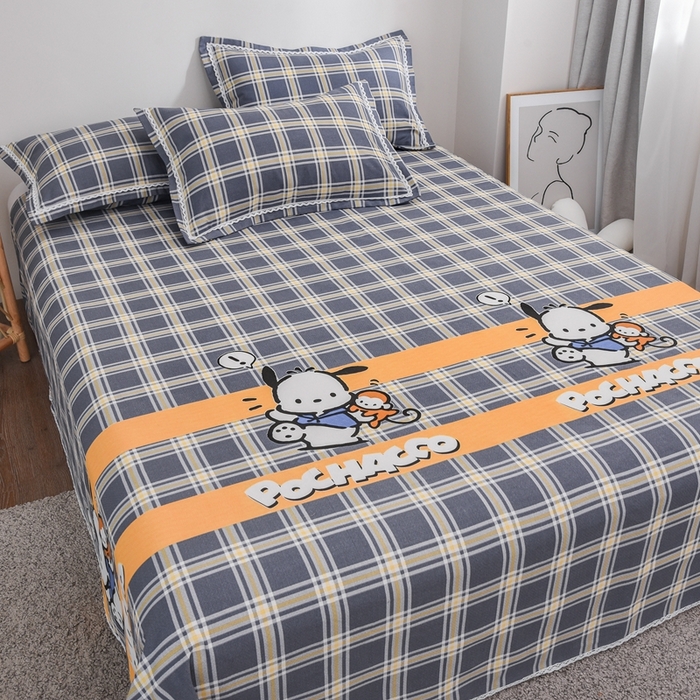 91家纺网 家纺一手货源 找家纺 一比一 2024新款蕾丝老粗布凉席三件套 萌熊-灰格