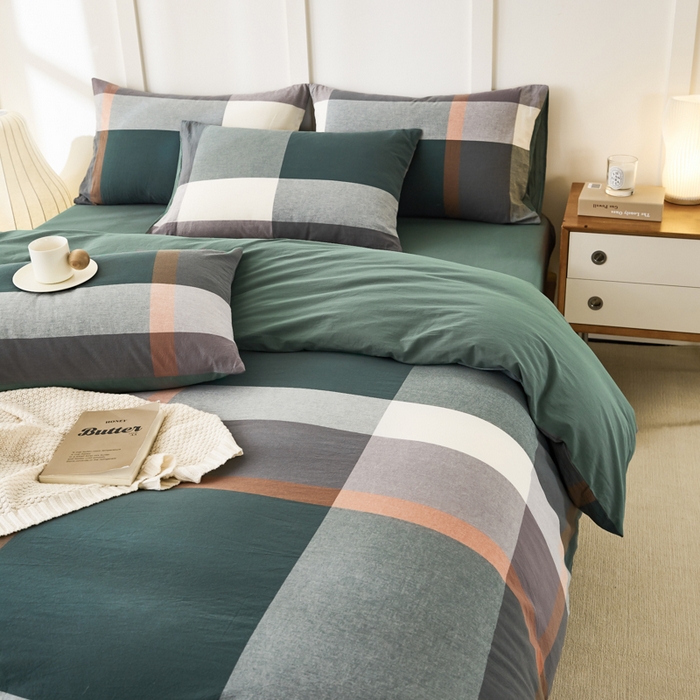 91家纺网 家纺一手货源 找家纺 凡客家居 2024新款全棉色织水洗棉被套学生宿舍 艾丽—红