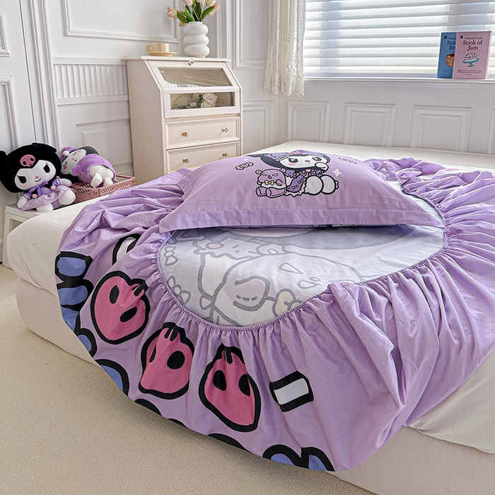 91家纺网 家纺一手货源 找家纺 蘭菲家纺 2024新款全棉大版三丽鸥卡通单床笠 小库日记