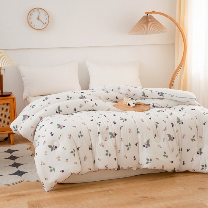 91家纺网 家纺一手货源 找家纺 啊雅家居 2025新款A类针织棉云柔大豆被抗菌被子被芯  樱桃