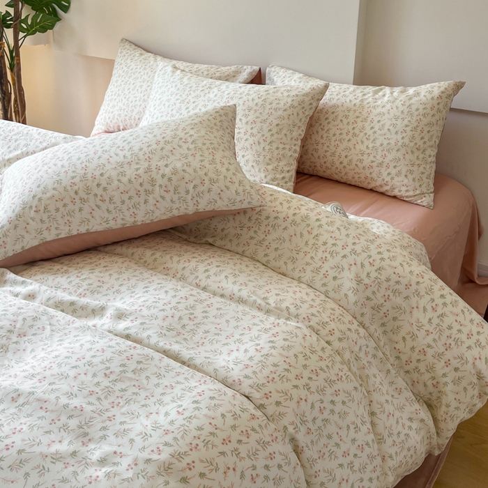 91家纺网 家纺一手货源 找家纺 千朵 2024新款莱赛尔天丝四件套 叶纷飞