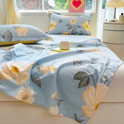 绵庭家纺 2024新款AB版12868全棉印花单床单 雅致花都