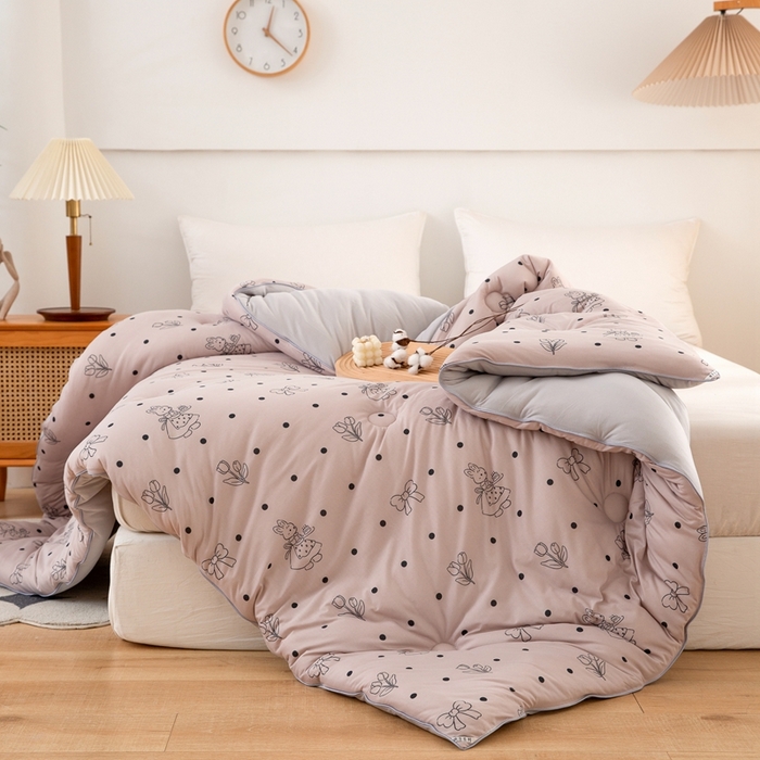 91家纺网 家纺一手货源 找家纺 啊雅家居 2025新款A类针织棉云柔大豆被抗菌被子被芯  生日兔