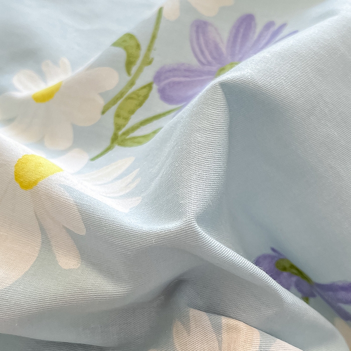 91家纺网 家纺一手货源 找家纺 绵庭家纺 2024新款AB版12868全棉印花单床单 田苑花间