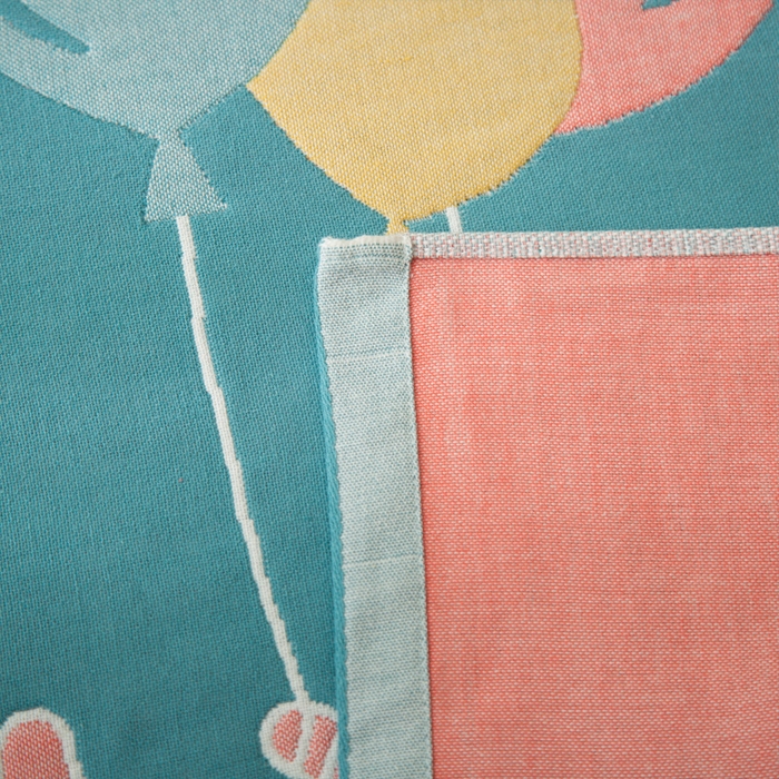 91家纺网 家纺一手货源 找家纺 朴尔家纺-毛巾被 2024新款卡通风格全棉四层纱布枕巾 气球-绿