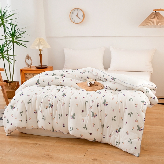 91家纺网 家纺一手货源 找家纺 啊雅家居 2025新款A类针织棉云柔大豆被抗菌被子被芯  樱桃