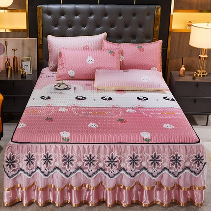 91家纺网 家纺一手货源 找家纺 （总）情恒家纺 2025新款可脱卸印花夹棉冰丝凉席三件套