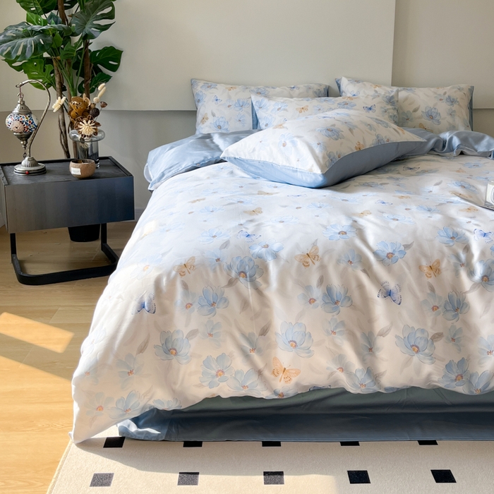 91家纺网 家纺一手货源 找家纺 千朵 2024新款莱赛尔天丝四件套 妙花兰