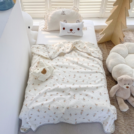 潮邦 2025新款全棉双层纱多功能盖毯 秋之花