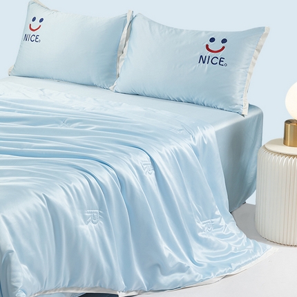 91家纺网 家纺一手货源 找家纺 （总）梦镜 2025新款A类母婴级凉感夏被四件套-微笑
