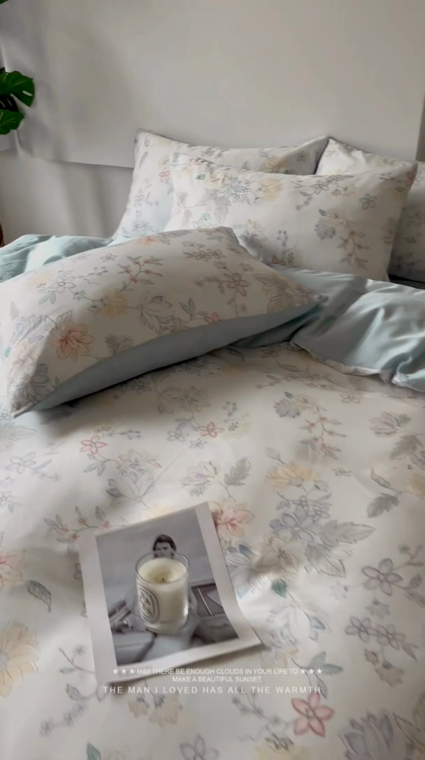 91家纺网 家纺一手货源 找家纺 千朵 2024新款莱赛尔天丝四件套 春日蜜糖