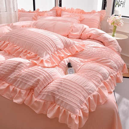 91家纺网 家纺一手货源 找家纺 迪梦姿 2024秋冬新款法式泡泡纱花边四件套