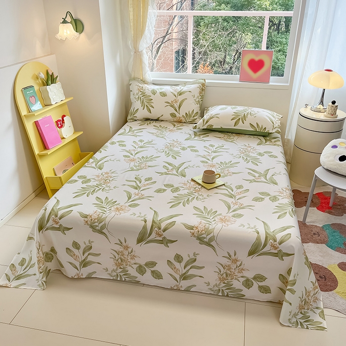 91家纺网 家纺一手货源 找家纺 绵庭家纺 2024新款AB版12868全棉印花单床单 羽飞舞