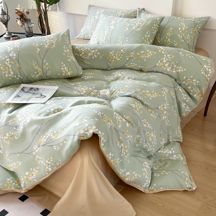 91家纺网 家纺一手货源 找家纺 千朵 2024新款莱赛尔天丝四件套 兰卡青