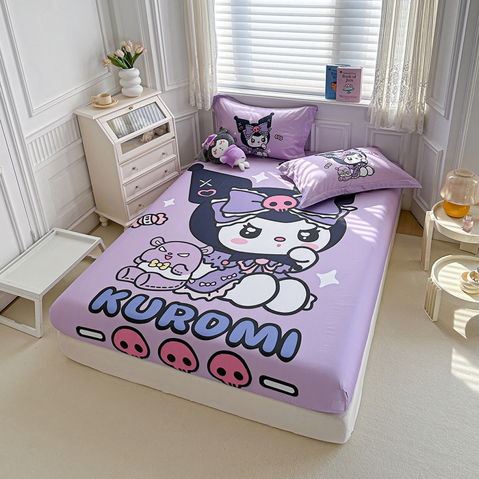 91家纺网 家纺一手货源 找家纺 蘭菲家纺 2024新款全棉大版三丽鸥卡通单床笠 小库日记