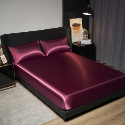 闲鱼家纺 2025新款轻奢款跨境外贸可定制色丁床笠（非质量问题  不退不换） 酒红