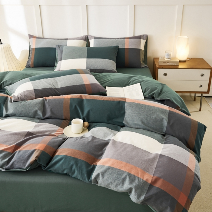 91家纺网 家纺一手货源 找家纺 凡客家居 2024新款全棉色织水洗棉被套学生宿舍 艾丽—红