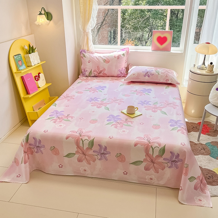 91家纺网 家纺一手货源 找家纺 绵庭家纺 2024新款AB版12868全棉印花单床单 兰若幽香