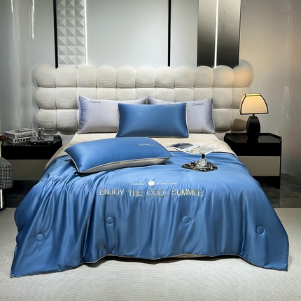 91家纺网 家纺一手货源 找家纺 （总）梦镜家纺 2025新款凉感丝刺绣系列夏被