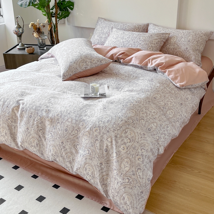 91家纺网 家纺一手货源 找家纺 千朵 2024新款莱赛尔天丝四件套 沐颜