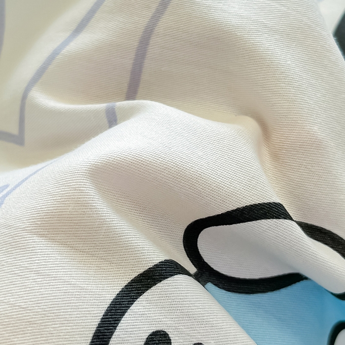 91家纺网 家纺一手货源 找家纺 绵庭家纺 2024新款AB版12868全棉印花单床单 蓝色小狗