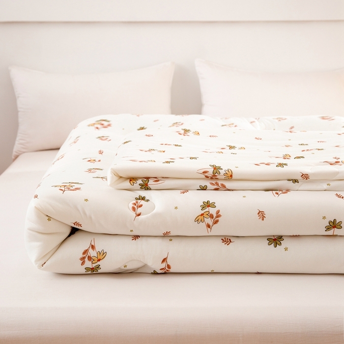 91家纺网 家纺一手货源 找家纺 啊雅家居 2025新款A类针织棉云柔大豆被抗菌被子被芯  太阳花