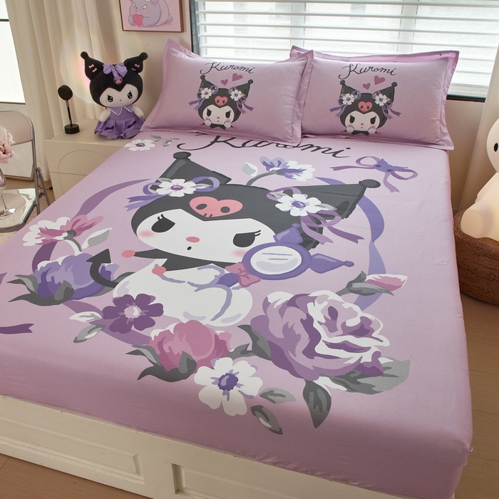 91家纺网 家纺一手货源 找家纺 蘭菲家纺 2024新款全棉大版三丽鸥卡通单床笠 花仙子