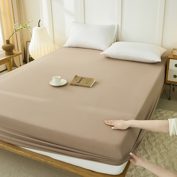 91家纺网 家纺一手货源 找家纺 凡客家居 2024新款全棉色织水洗棉单床笠 简欧—灰