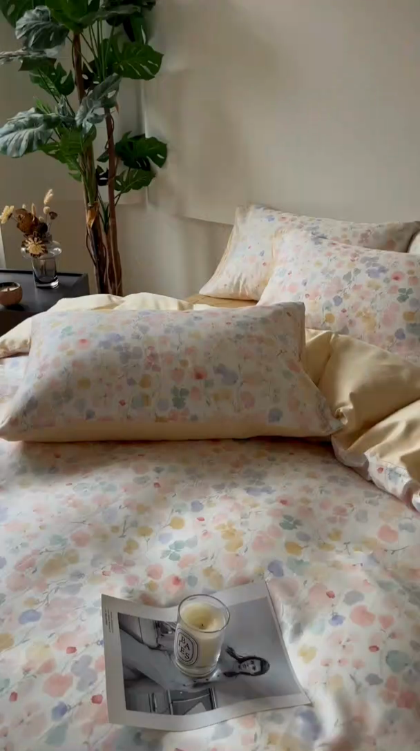 91家纺网 家纺一手货源 找家纺 千朵 2024新款莱赛尔天丝四件套 含艺粉