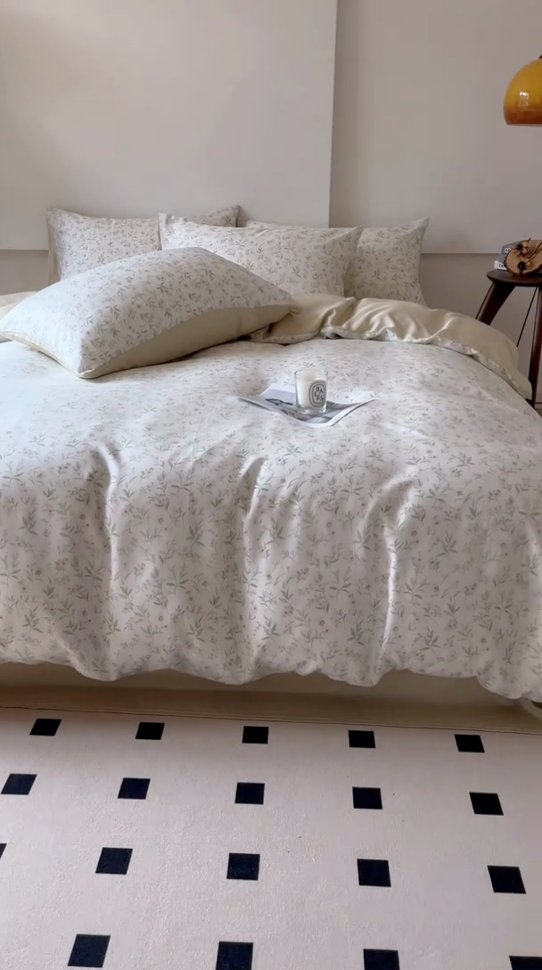 91家纺网 家纺一手货源 找家纺 千朵 2024新款莱赛尔天丝四件套 佳人米