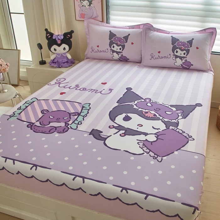 91家纺网 家纺一手货源 找家纺 蘭菲家纺 2024新款全棉大版三丽鸥卡通单床笠 小蜜库