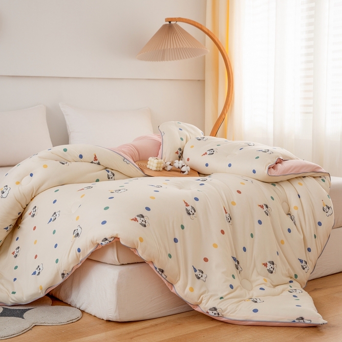 91家纺网 家纺一手货源 找家纺 啊雅家居 2025新款A类针织棉云柔大豆被抗菌被子被芯  小奶狗