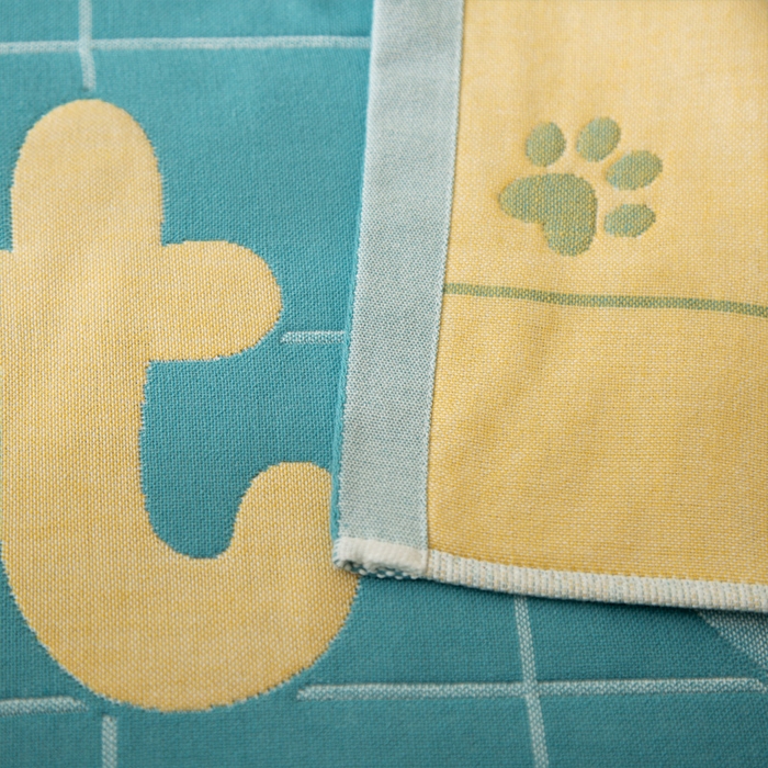 91家纺网 家纺一手货源 找家纺 朴尔家纺-毛巾被 2024新款卡通风格全棉四层纱布枕巾 cat-绿