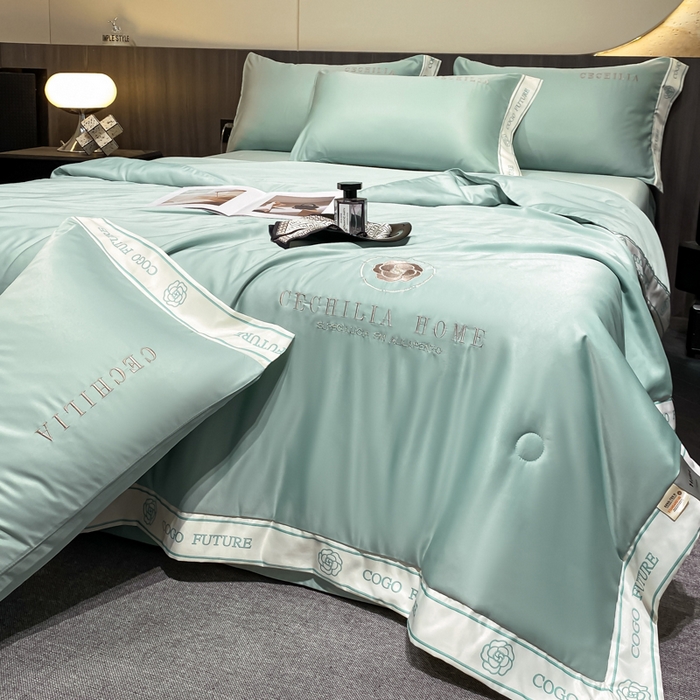 91家纺网 家纺一手货源 找家纺 2025新款 水洗真丝四件套-香蜜 香蜜-挪威蓝