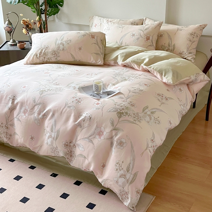 91家纺网 家纺一手货源 找家纺 千朵 2024新款莱赛尔天丝四件套 曲意米