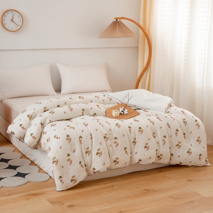 91家纺网 家纺一手货源 找家纺 啊雅家居 2025新款A类针织棉云柔大豆被抗菌被子被芯  太阳花