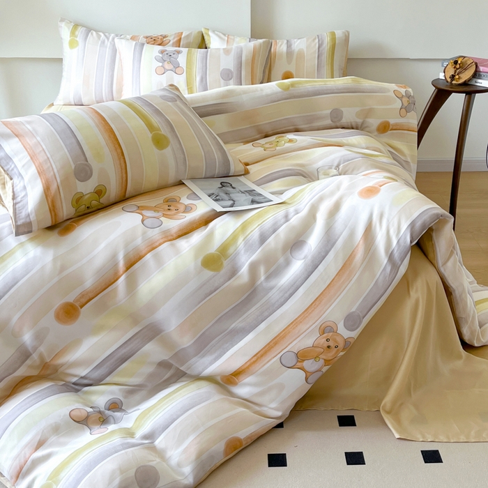 91家纺网 家纺一手货源 找家纺 千朵 2024新款莱赛尔天丝四件套 童心