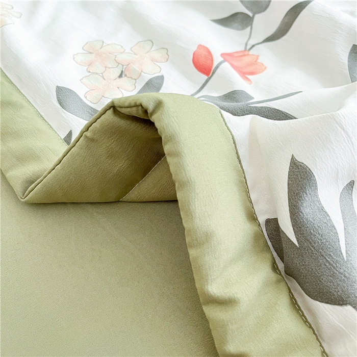 91家纺网 家纺一手货源 找家纺 梵克保罗 2024新款春夏水洗棉麻双层纱夏被四件套 乔凝