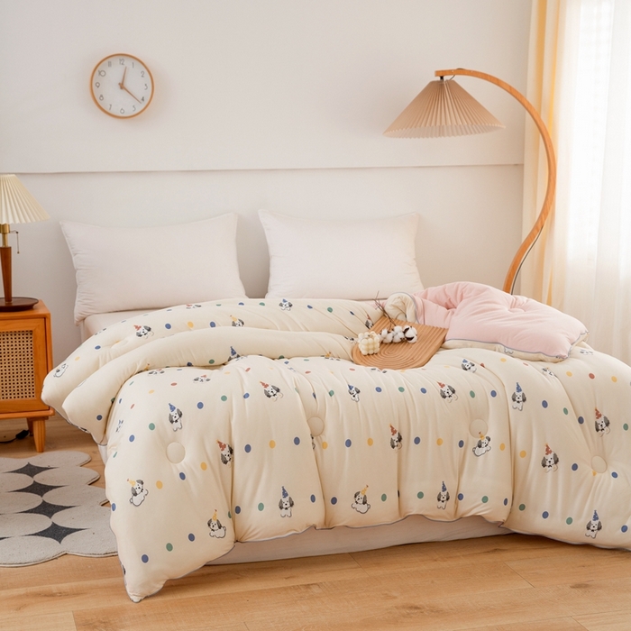 91家纺网 家纺一手货源 找家纺 啊雅家居 2025新款A类针织棉云柔大豆被抗菌被子被芯  小奶狗