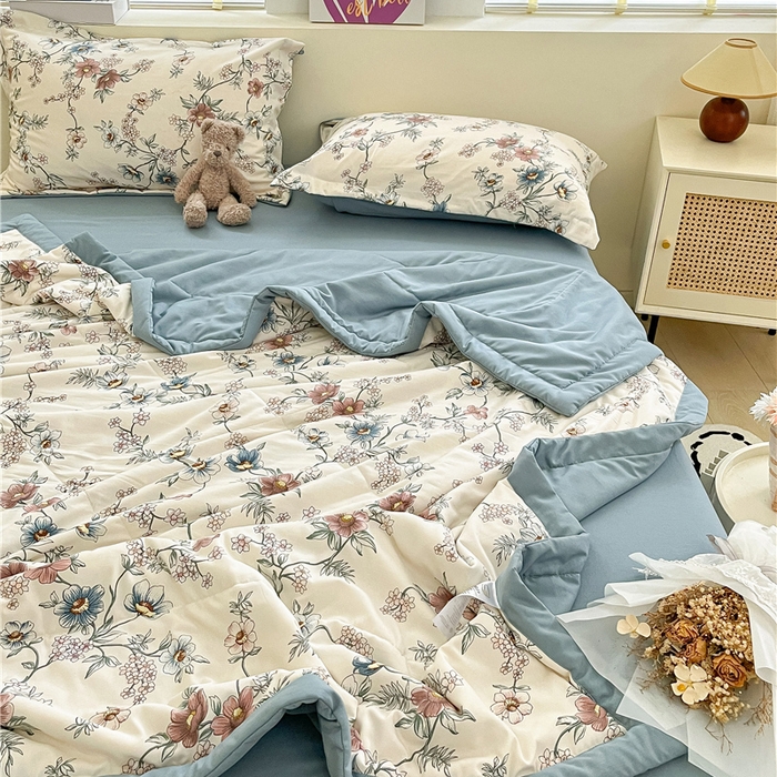 91家纺网 家纺一手货源 找家纺 （总）梵克保罗 2024新款春夏水洗棉麻双层纱夏被四件套