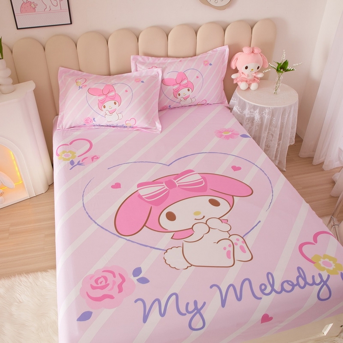 91家纺网 家纺一手货源 找家纺 蘭菲家纺 2024新款全棉大版三丽鸥卡通单床笠 天真