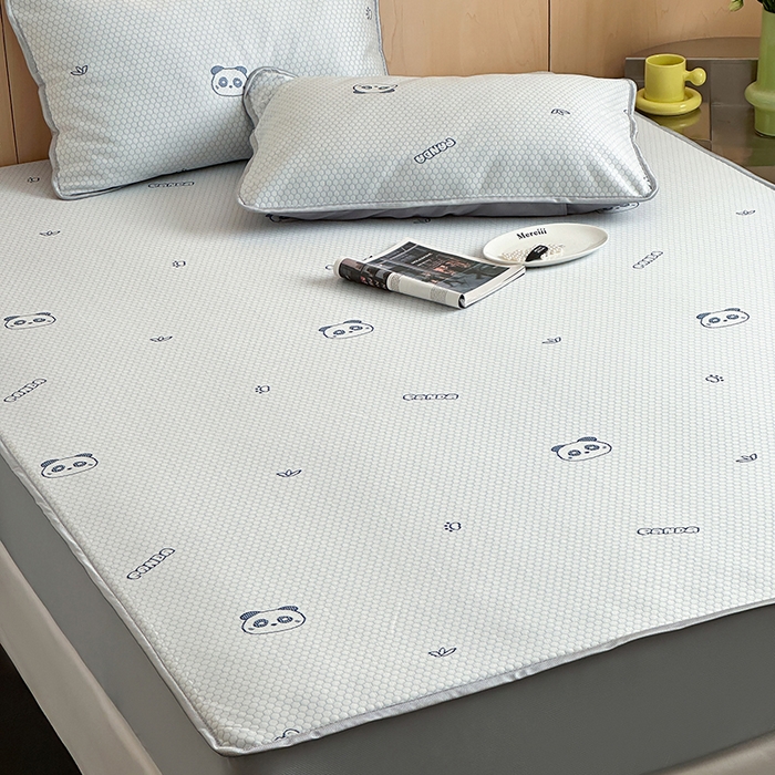 91家纺网 家纺一手货源 找家纺 顾里家纺 新款冰豆豆立体提花软席床笠款 小熊猫蓝