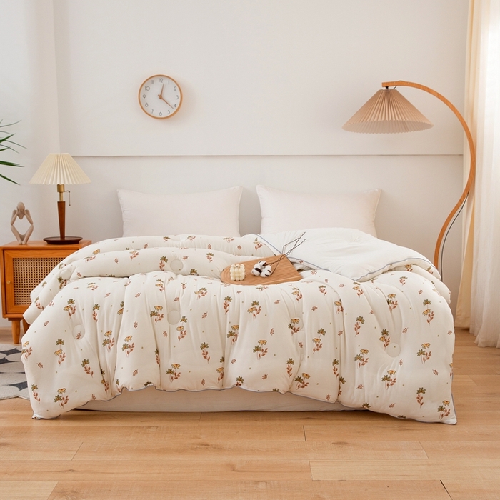 91家纺网 家纺一手货源 找家纺 啊雅家居 2025新款A类针织棉云柔大豆被抗菌被子被芯  太阳花