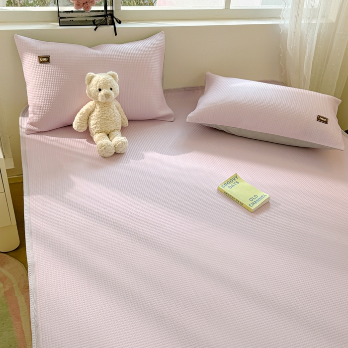 91家纺网 家纺一手货源 找家纺 慕澄家纺 2024新款高克重冰豆豆复合纯色贴标凉席  冰激凌-紫